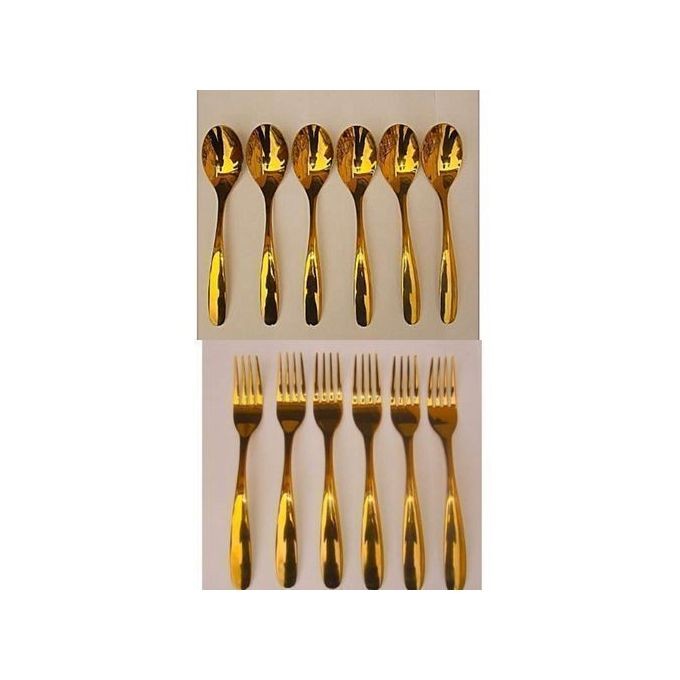 12 pcs golden spoon and fork
