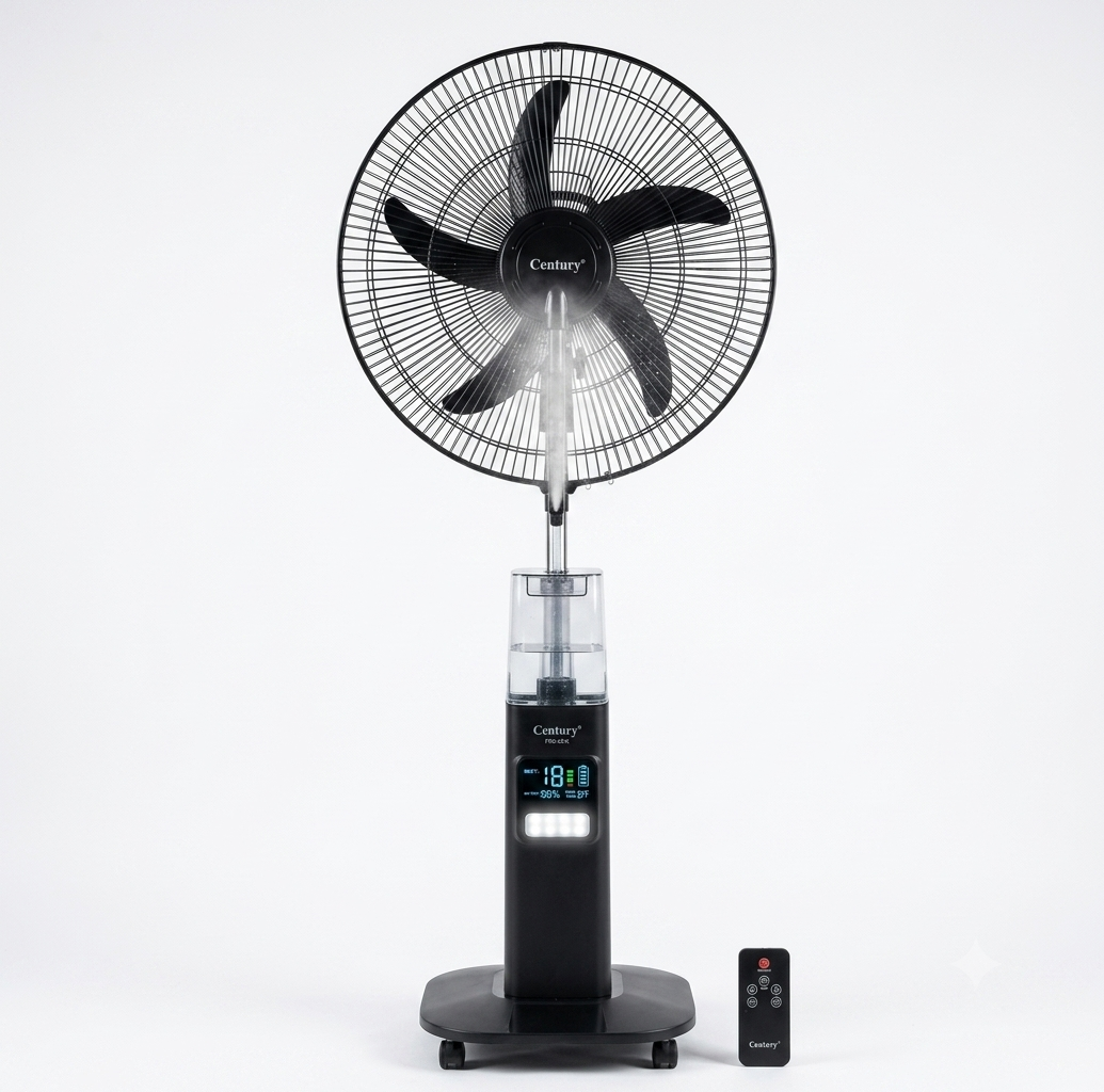 Century 18" Rechargeable Mist Fan with LED Light (FRC-45-K) | Picnod