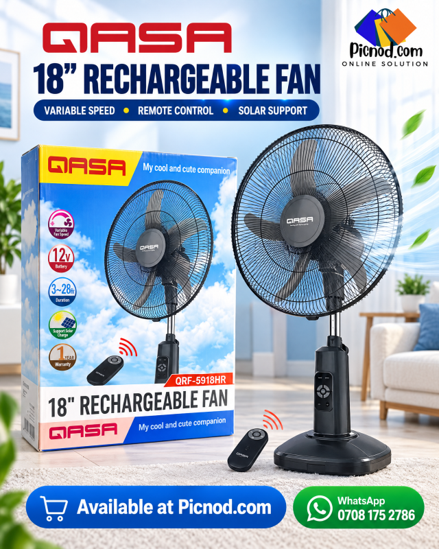 Qasa 18 inches rechargeable fan
