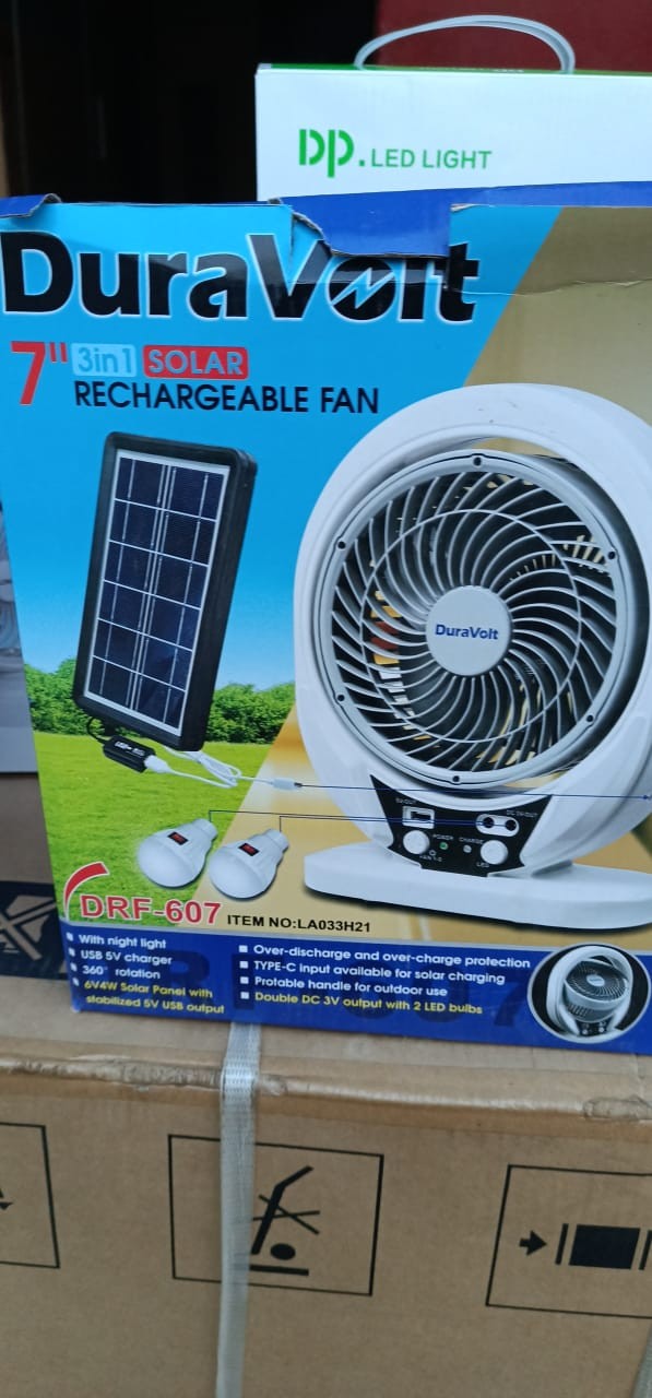 table rechargeable solar fan
