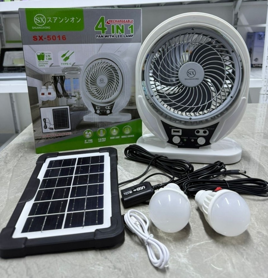 table rechargeable solar fan